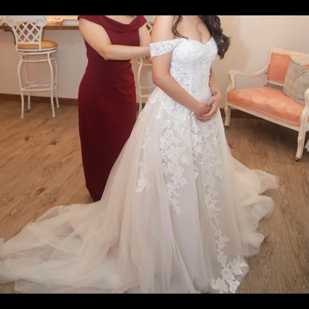 Sheer Lace & Tulle Wedding Dress